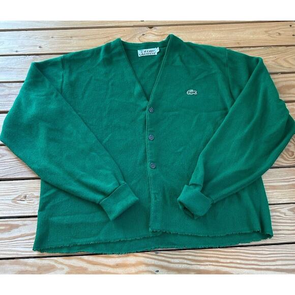 Vintage Izod Lacoste Men’s Cardigan Sweater Size XL Green Button Up - Picture 1 of 6